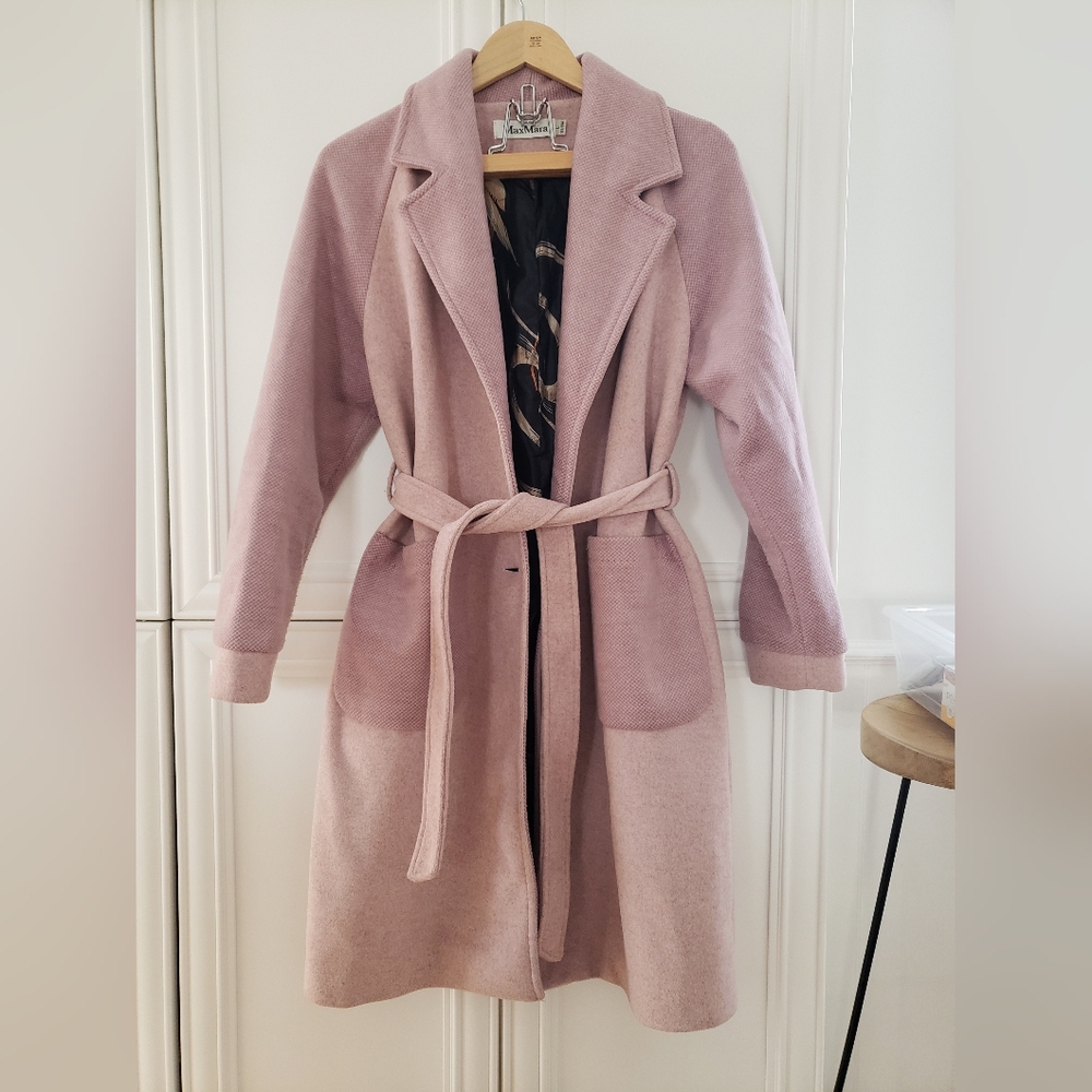 Max Mara belted lined pink coat M/L